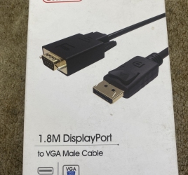 DisplayPort to VGA Male Cable 1,8 met