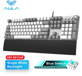 Bàn phím cơ gaming AULA F2088/F2058 chống bóng mờ tích hợp nút điều chỉnh đa phương tiện có đệm tỳ tay